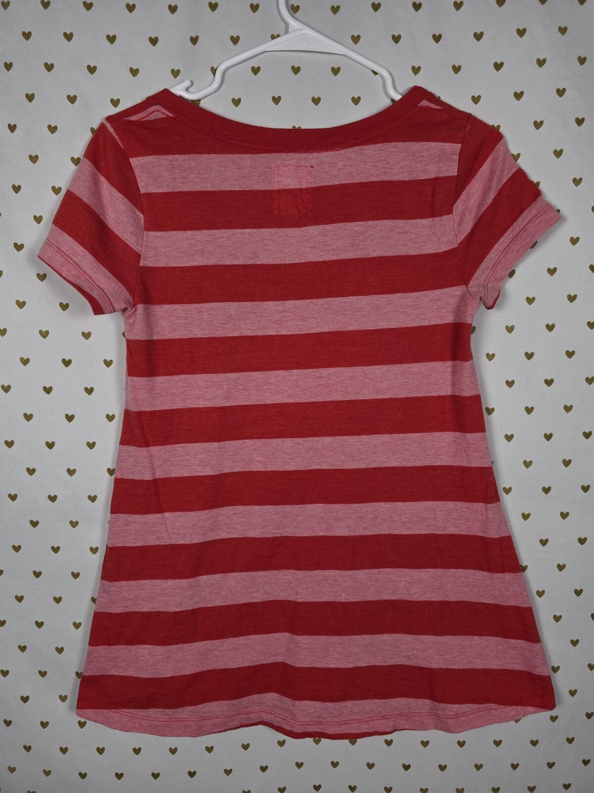 PINK Victoria's Secret Vintage V Neck Tunic Tee Red Striped GO 1986 S Y2k