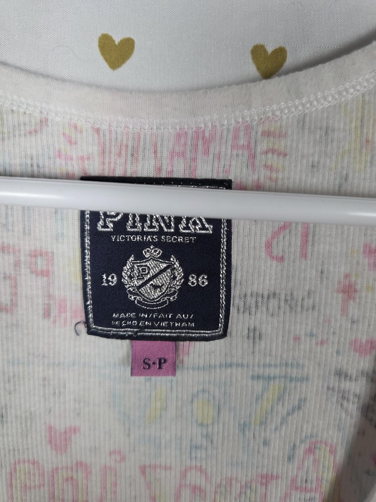 PINK Victoria's Secret HTF Sleep Set Tank Top Pants Graffiti Hearts Y2K RARE