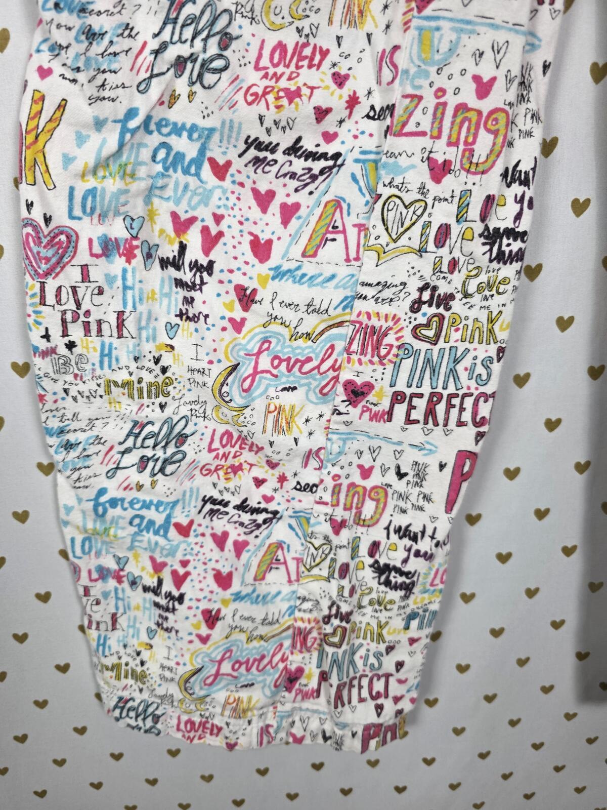 PINK Victoria's Secret HTF Sleep Set Tank Top Pants Graffiti Hearts Y2K RARE