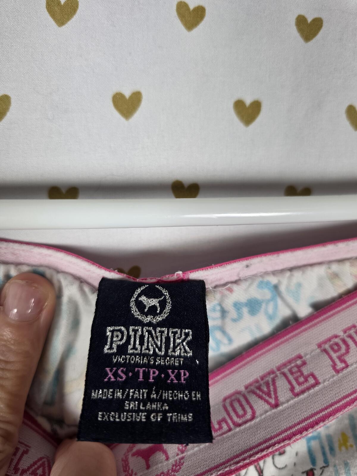 PINK Victoria's Secret HTF Sleep Set Tank Top Pants Graffiti Hearts Y2K RARE