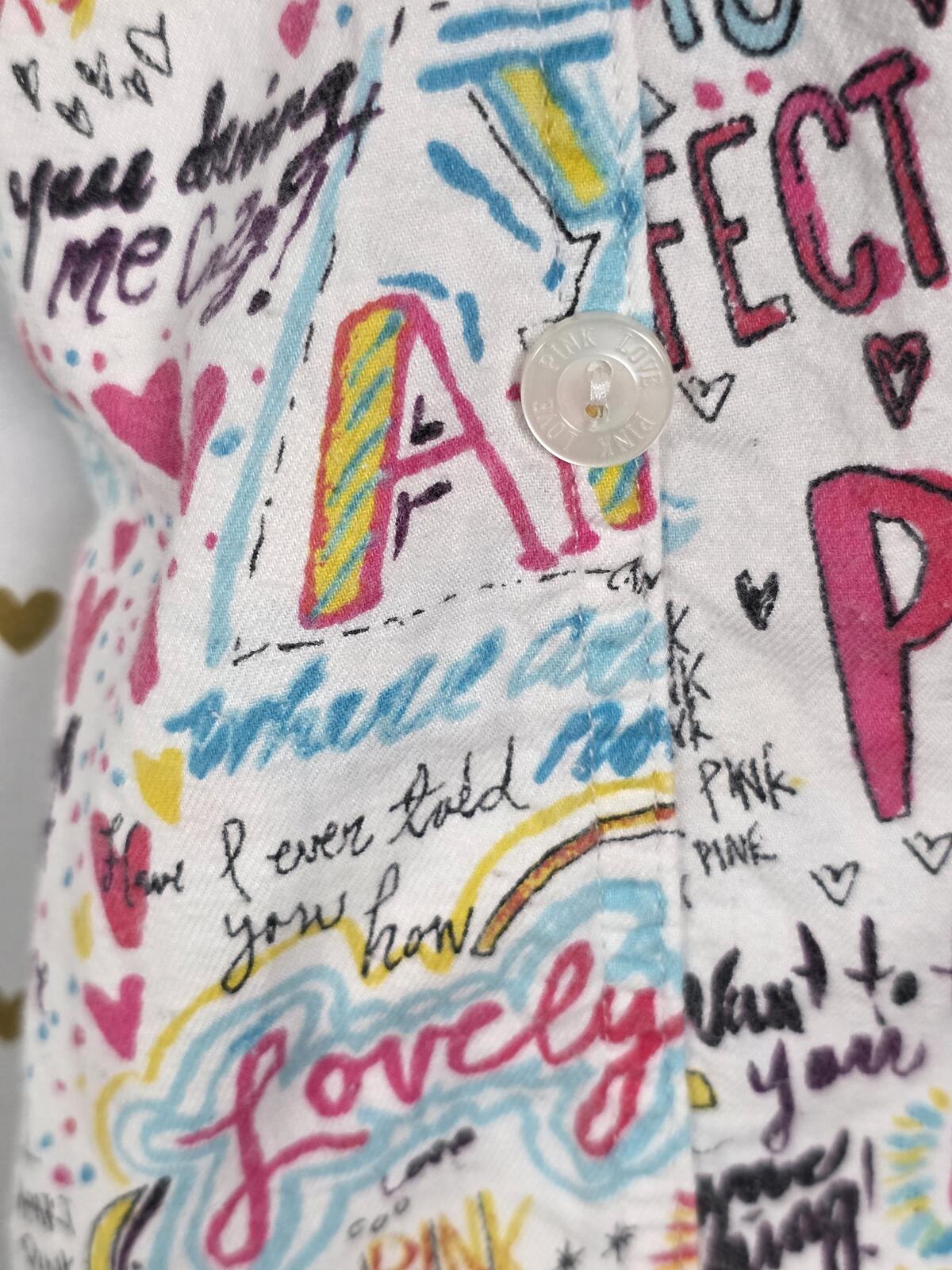 PINK Victoria's Secret HTF Sleep Set Tank Top Pants Graffiti Hearts Y2K RARE