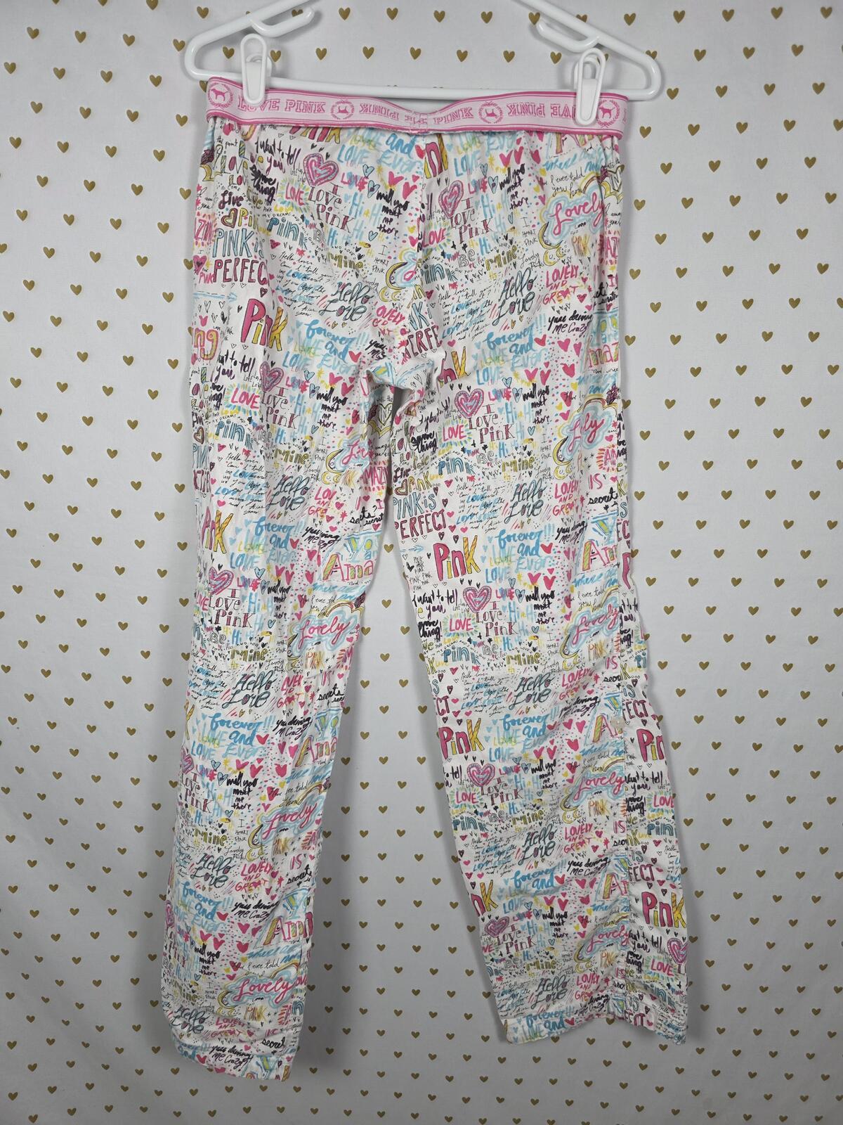 PINK Victoria's Secret HTF Sleep Set Tank Top Pants Graffiti Hearts Y2K RARE