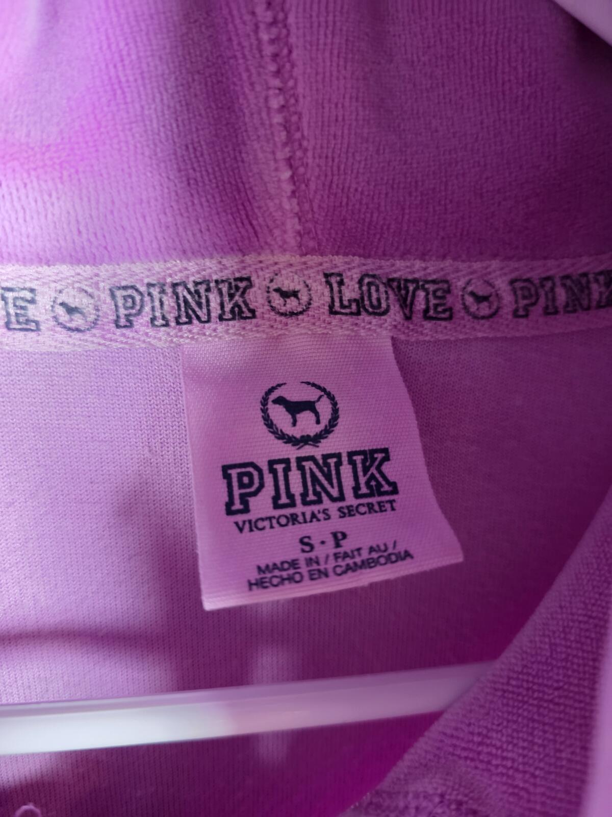 Victorias Secret Pink Vintage PURPLE Velour Bling Full Zip Sequined Hoodie SMALL
