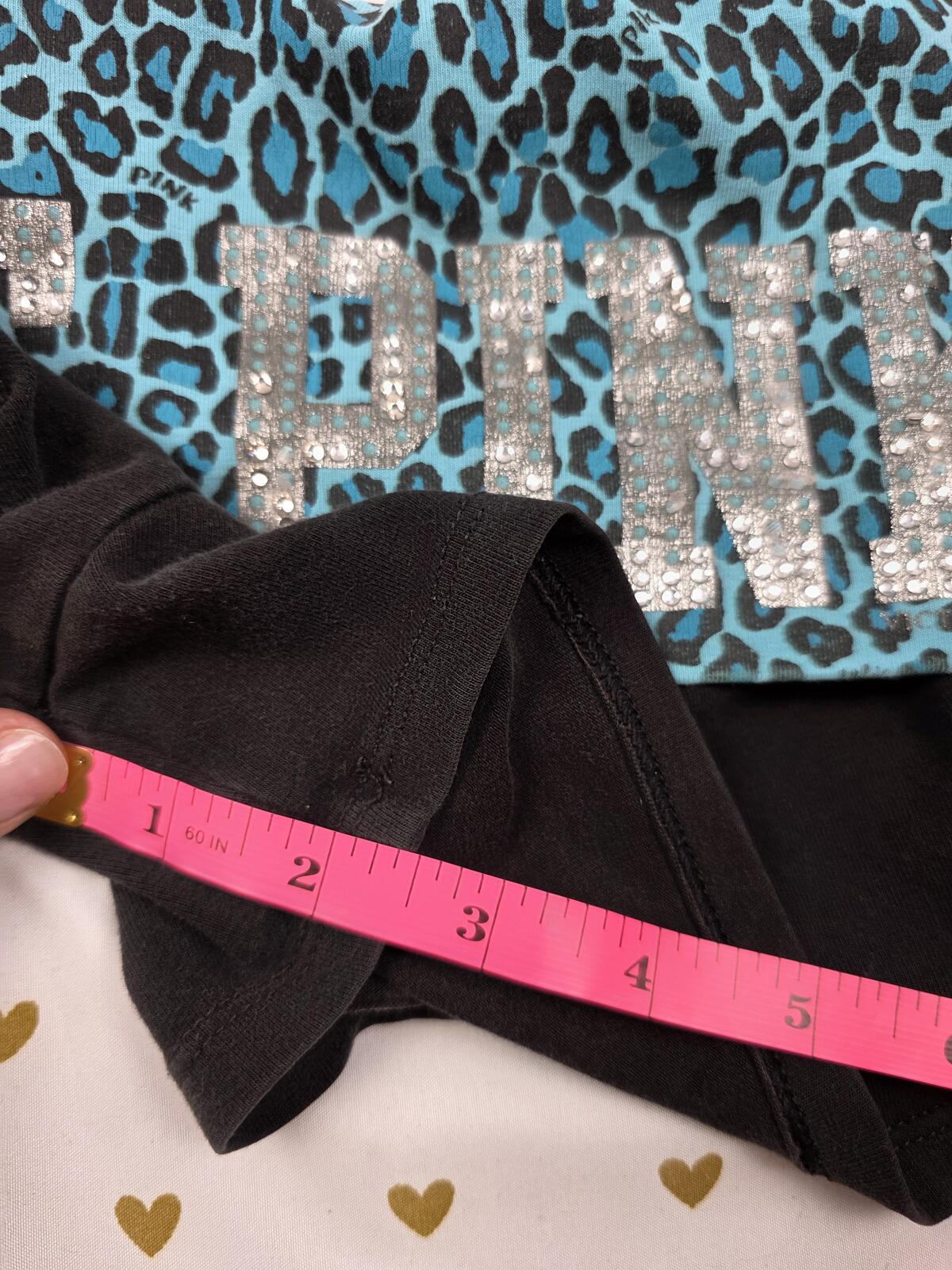PINK Victoria's Secret Bling Foldover Yoga Shorts Blue Leopard LOVE BLING Y2k S