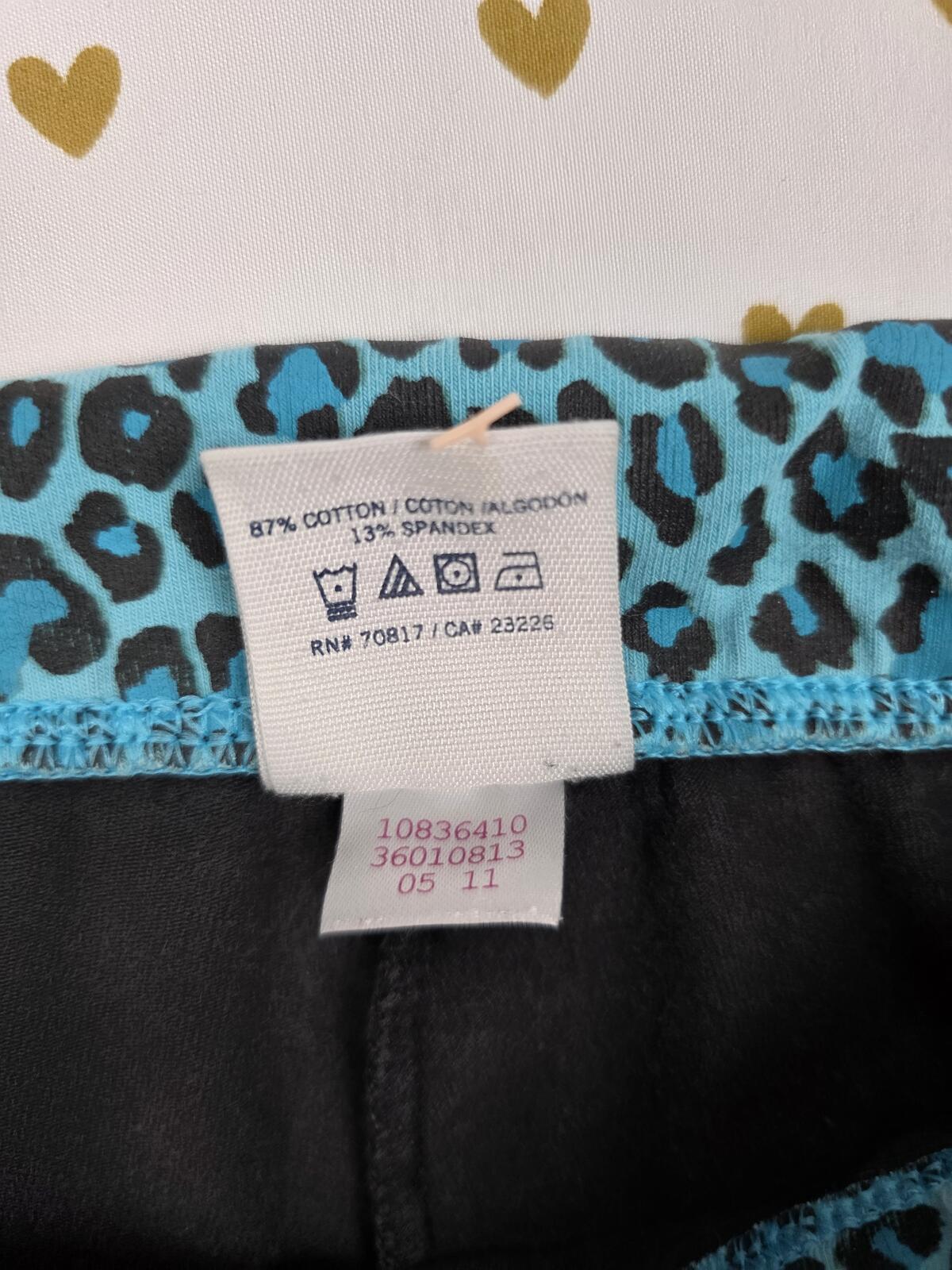 PINK Victoria's Secret Bling Foldover Yoga Shorts Blue Leopard LOVE BLING Y2k S