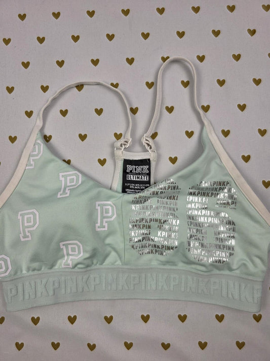 Victorias Secret Pink Ultimate Foil Logo Sports Bra SMALL Bralette Bra Top Tank