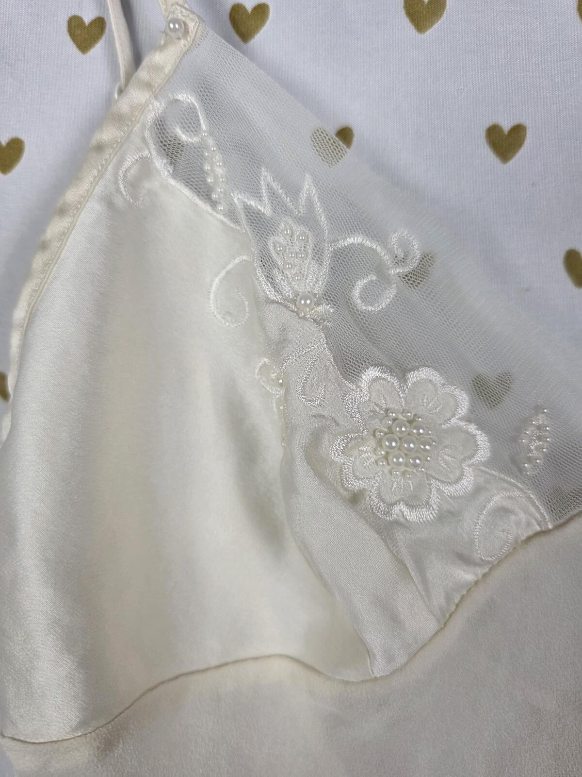 Victorias Secret Vintage SILK BEADED Nightie Slip Dress XS lingerie Dress