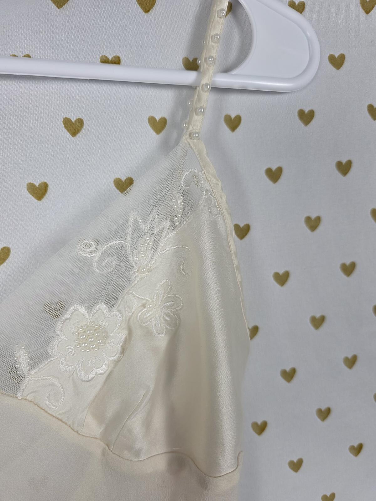 Victorias Secret Vintage SILK BEADED Nightie Slip Dress XS lingerie Dress