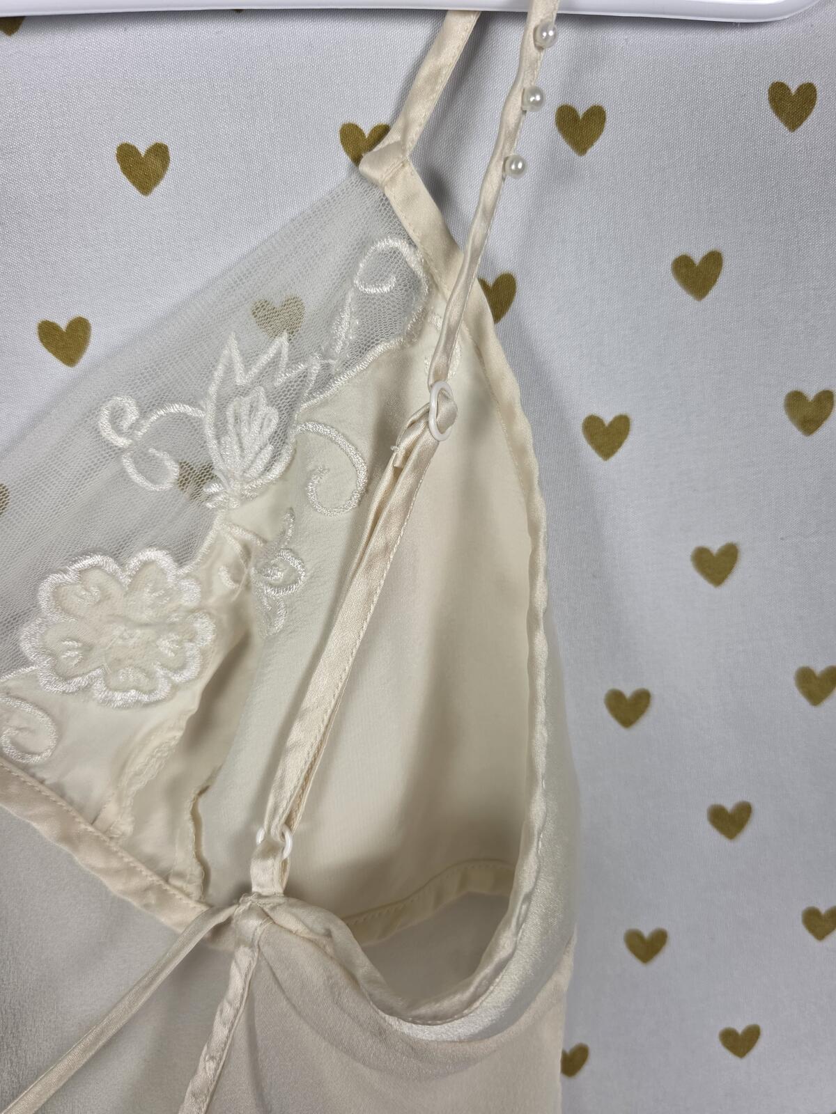 Victorias Secret Vintage SILK BEADED Nightie Slip Dress XS lingerie Dress