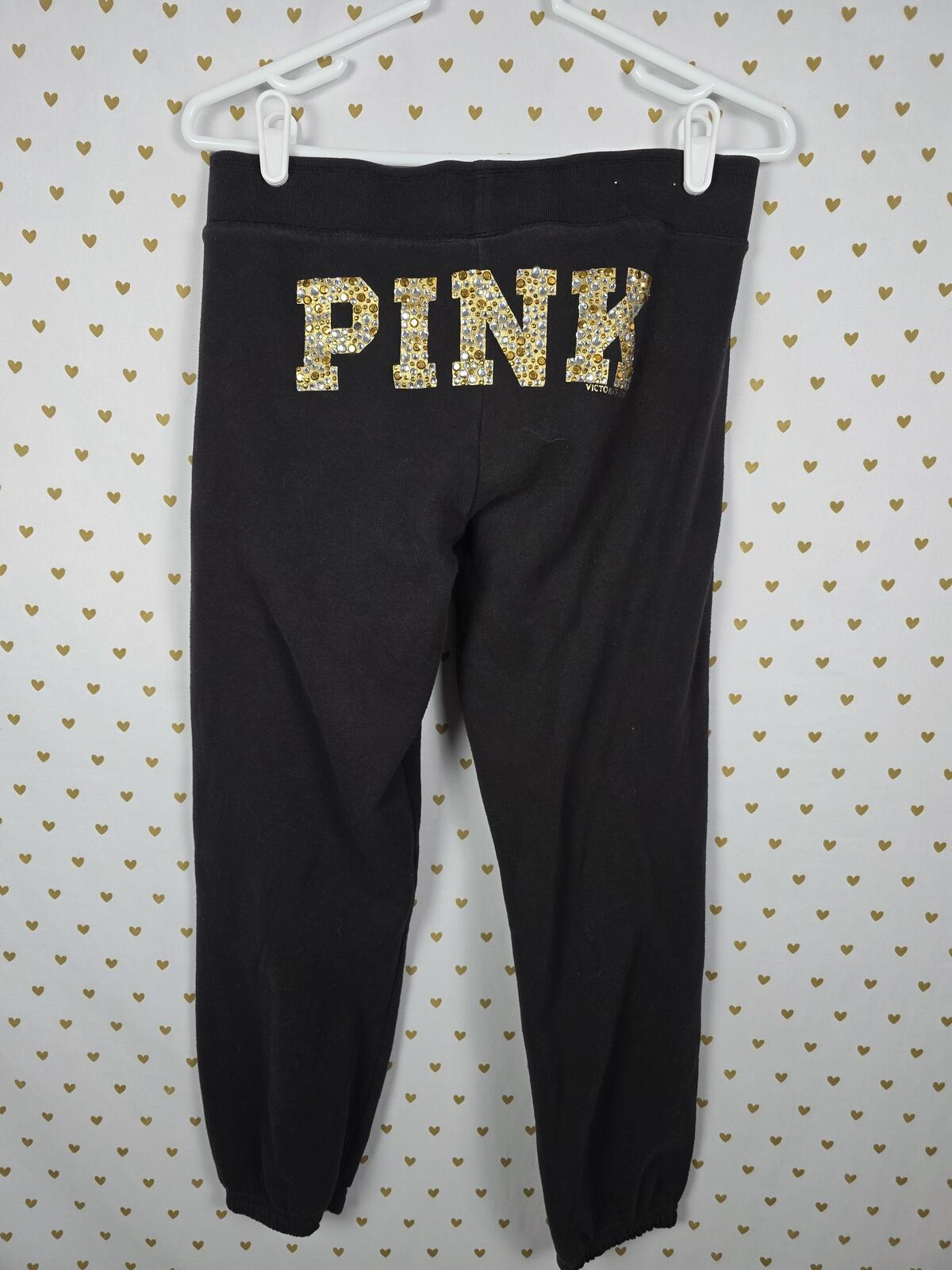 Victorias Secret PINK VINTAGE y2k Gold BLING Studded Joggers Sweatpants XS