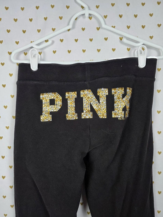Victorias Secret PINK VINTAGE y2k Gold BLING Studded Joggers Sweatpants XS