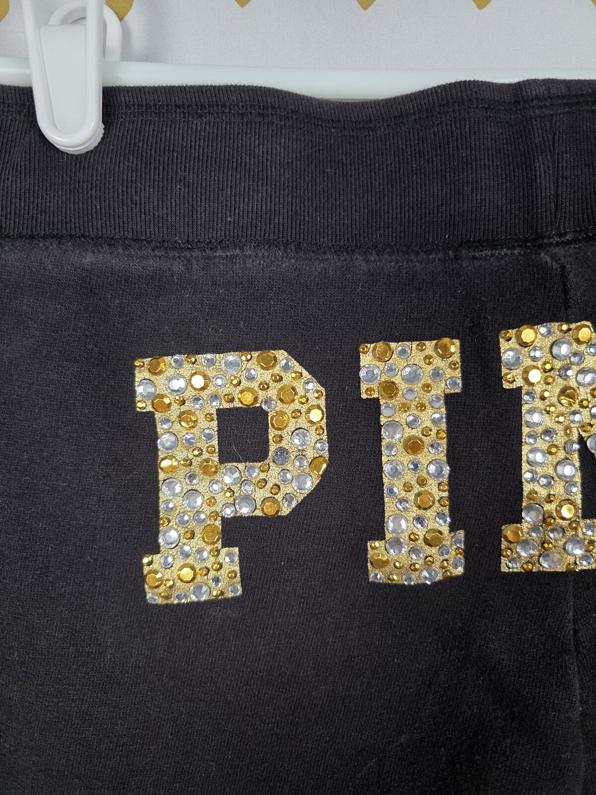 Victorias Secret PINK VINTAGE y2k Gold BLING Studded Joggers Sweatpants XS