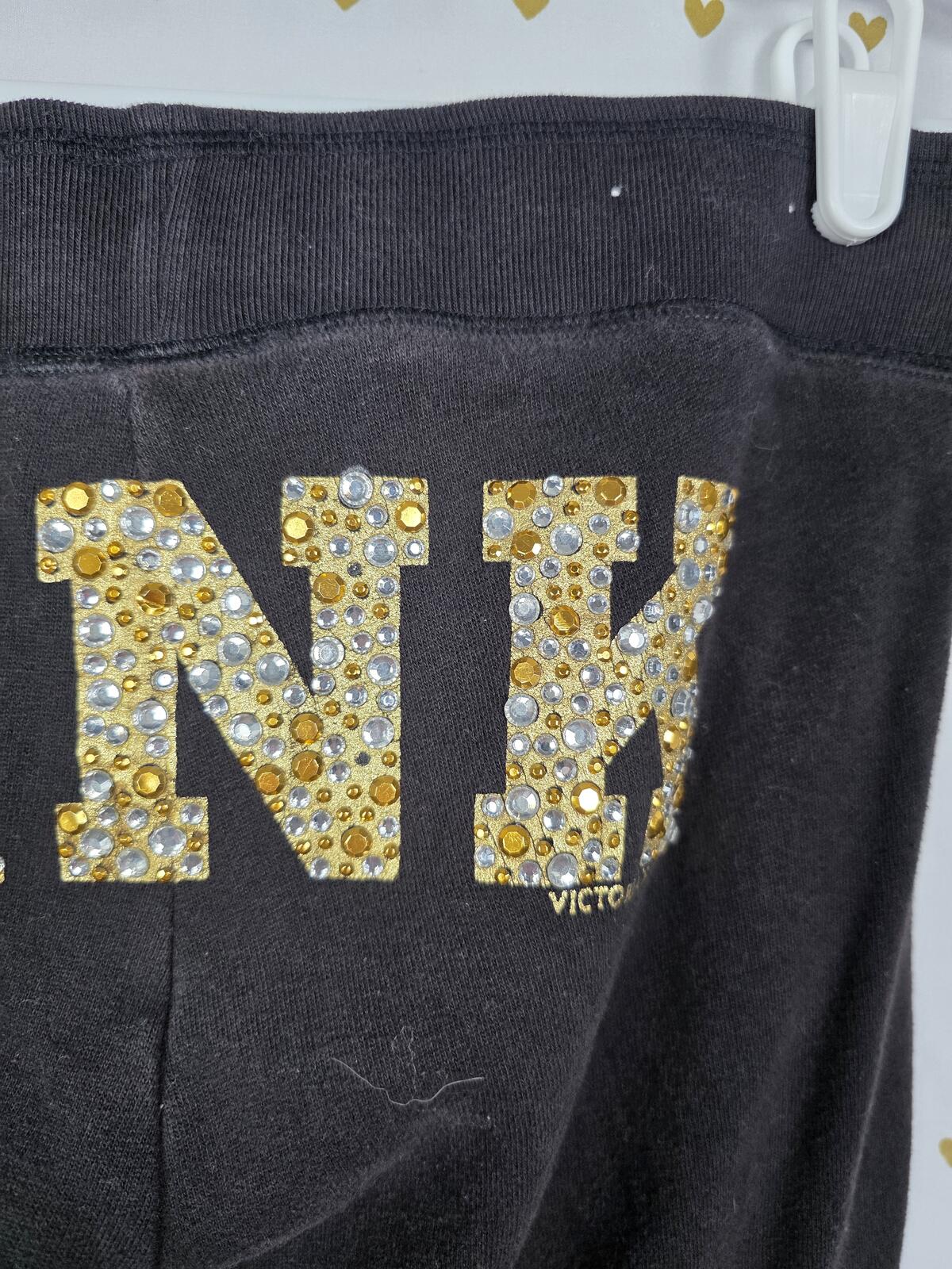 Victorias Secret PINK VINTAGE y2k Gold BLING Studded Joggers Sweatpants XS