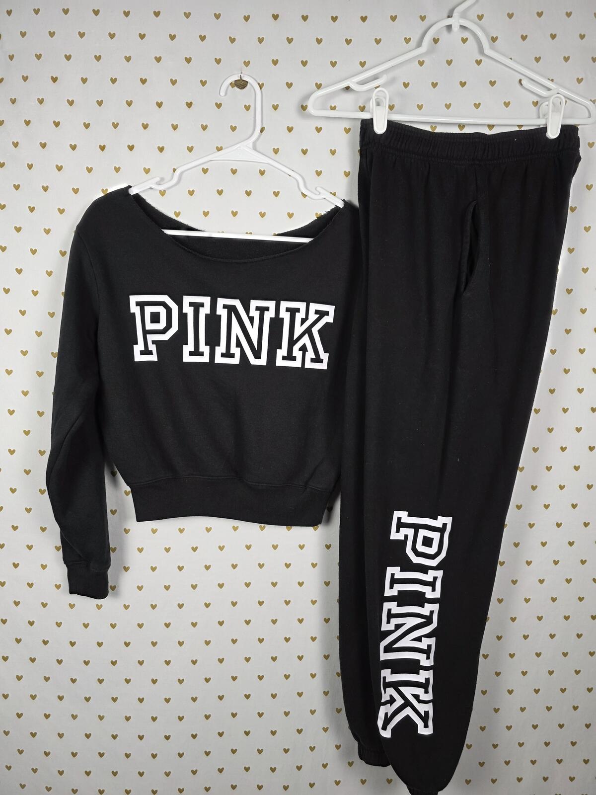 Victorias Secret Pink Slouchy XS Sweater Joggers Sweatpants SET 2pc Outfit Logo