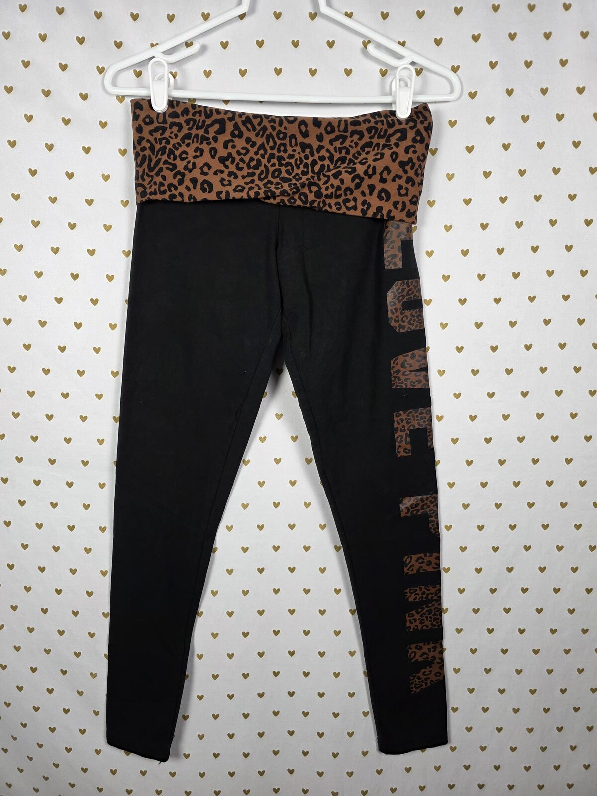 Victorias Secret PINK Cheetah leopard Foldover Yoga Pants SMALL