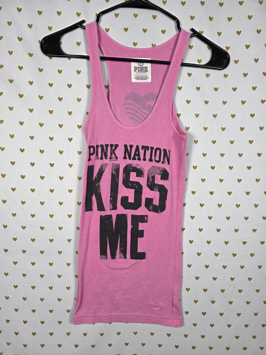 Victorias Secret PINK LIMITED RARE Kiss Me One In a Million TANK XS Ribbed