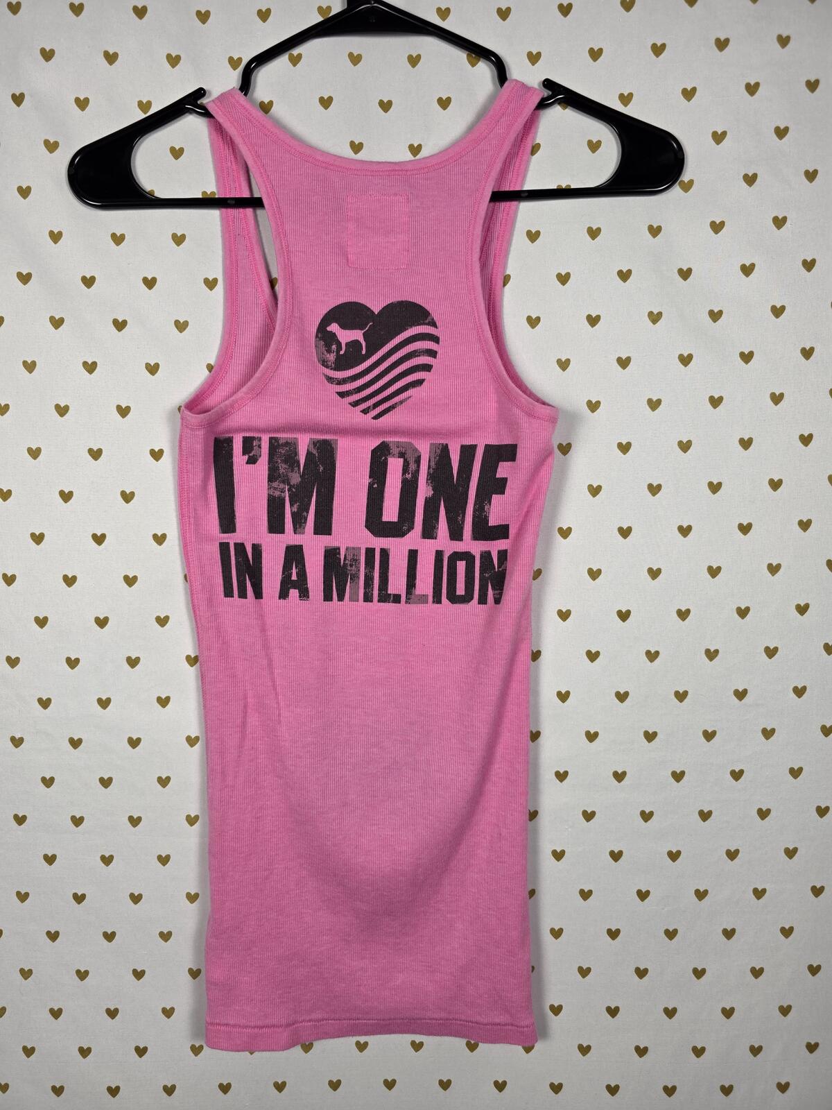 Victorias Secret PINK LIMITED RARE Kiss Me One In a Million TANK XS Ribbed