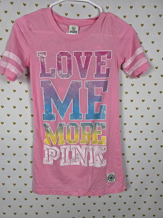 Victorias Secret VINTAGE Collectors Y2k LOVE MORE PINK Collectors Tee SMALL