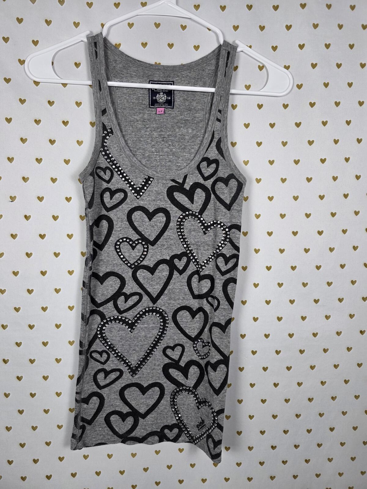 Victorias Secret PINK Vintage Bling HEARTS Rare HTF Studded Tank Top small