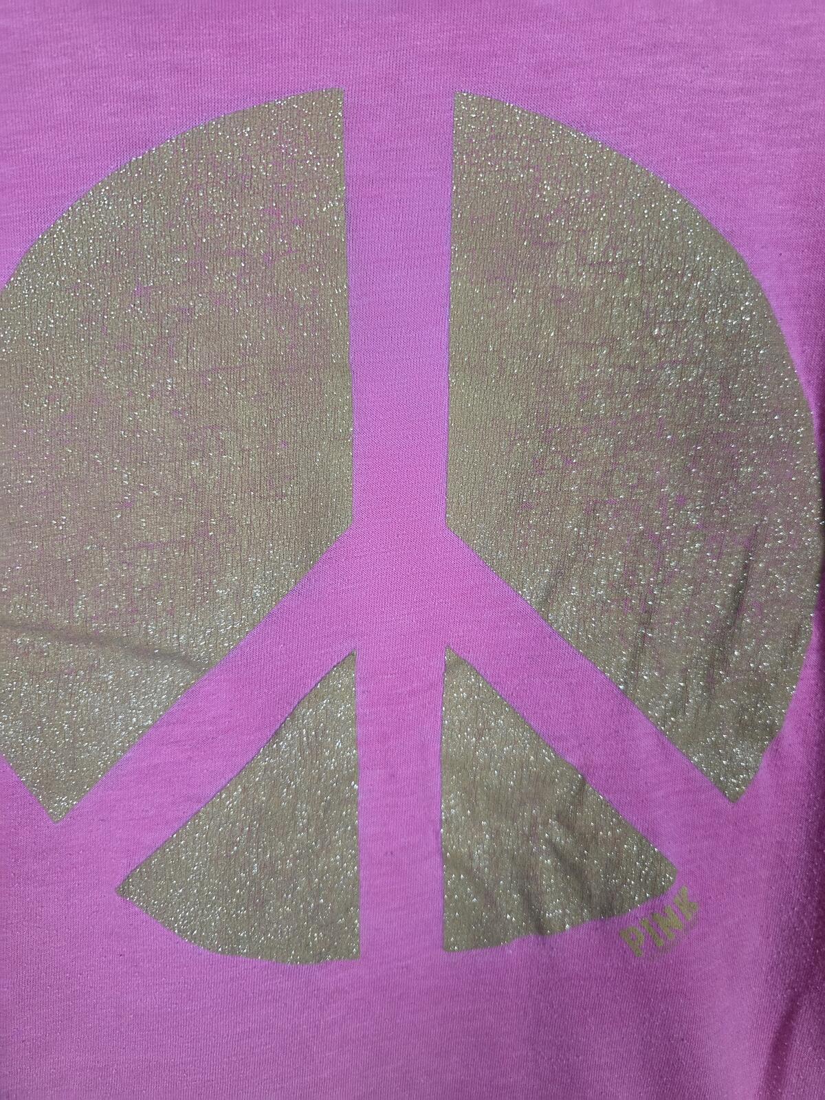 Victorias Secret PINK Bling Y2k PEACE Vintage Tee Shirt SMALL Cotton