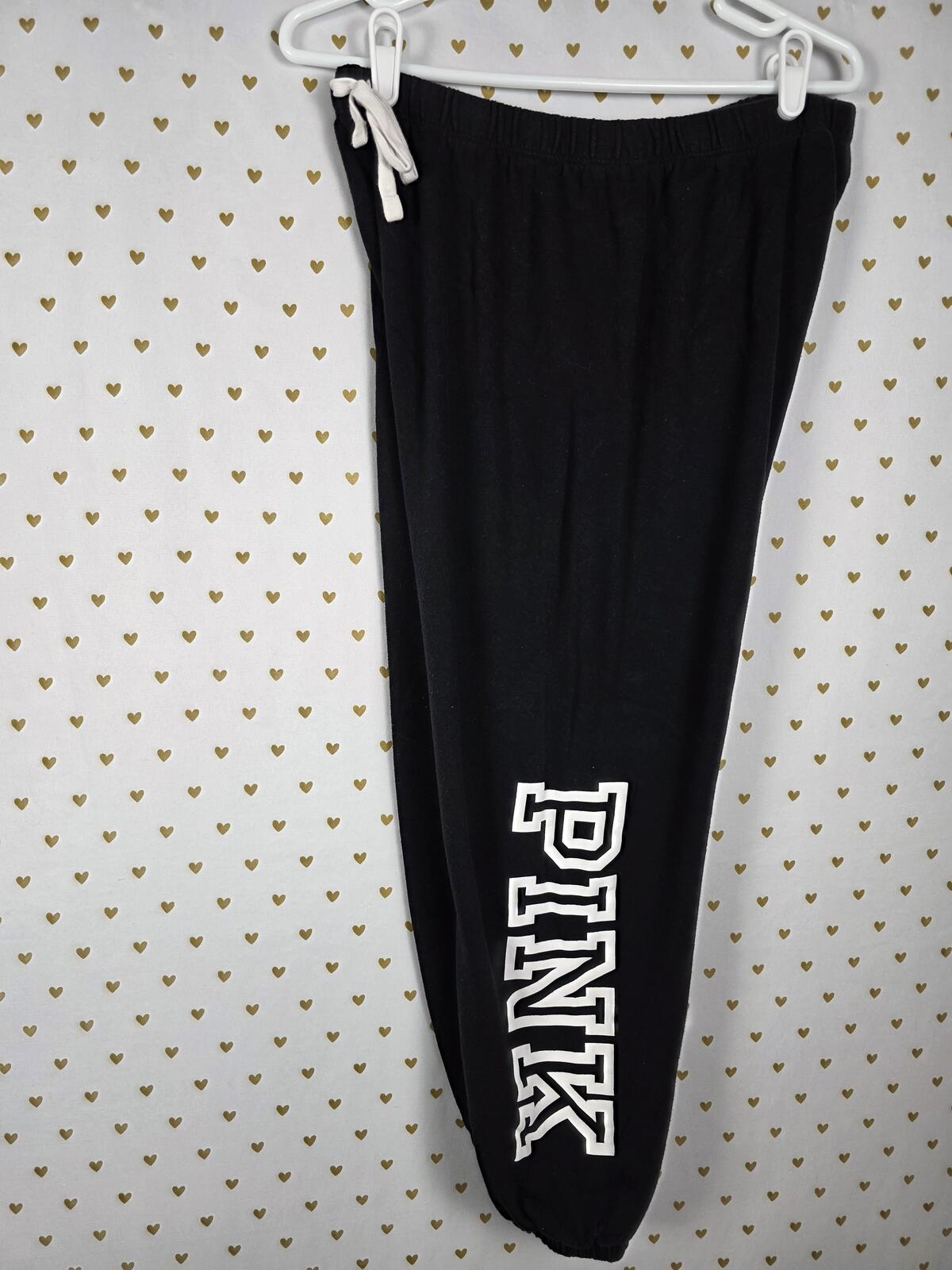 Victorias Secret Pink Logo Hoodie Sweats Joggers SET 2pc Outfit LARGE