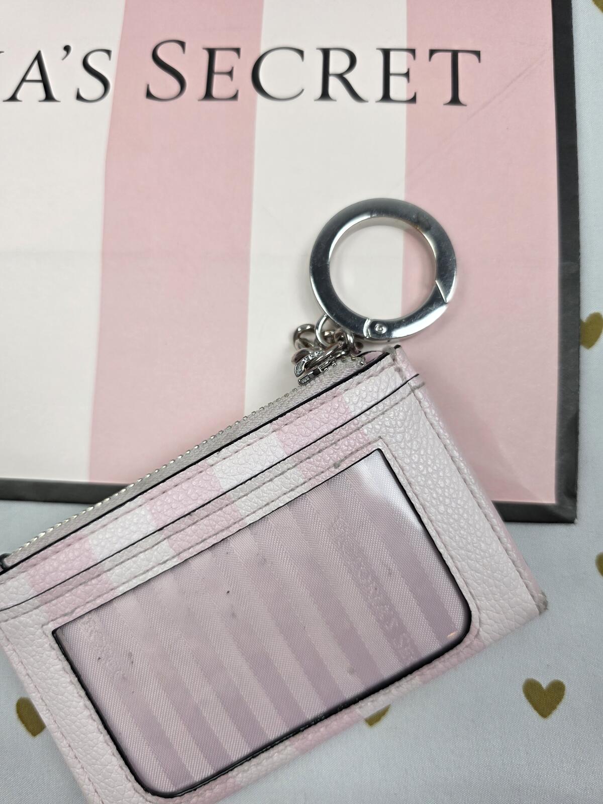 Victoria Secret BLING wristlet strap keychain LOGO Rhinestone wallet SET