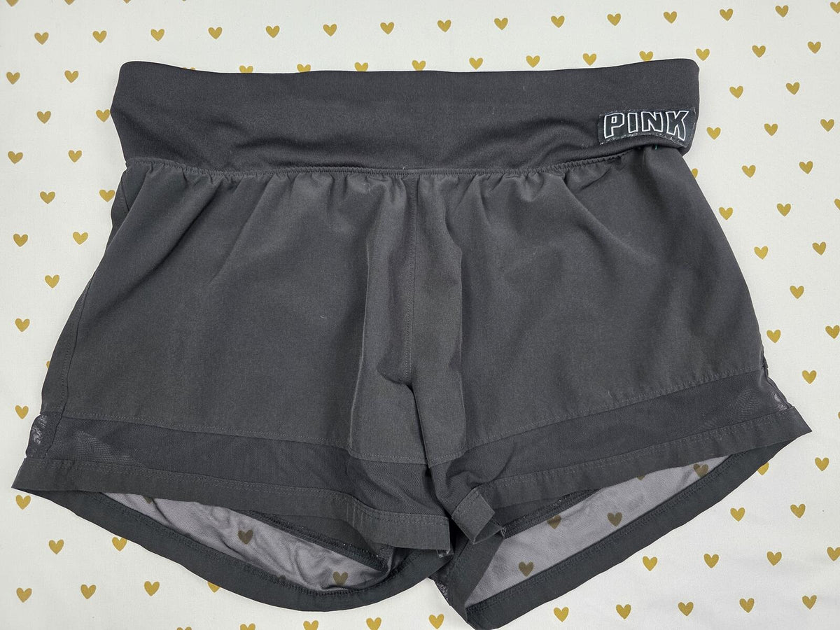 Victorias Secret PINK Active Lined Running Shorts MEDIUM Black Exercise