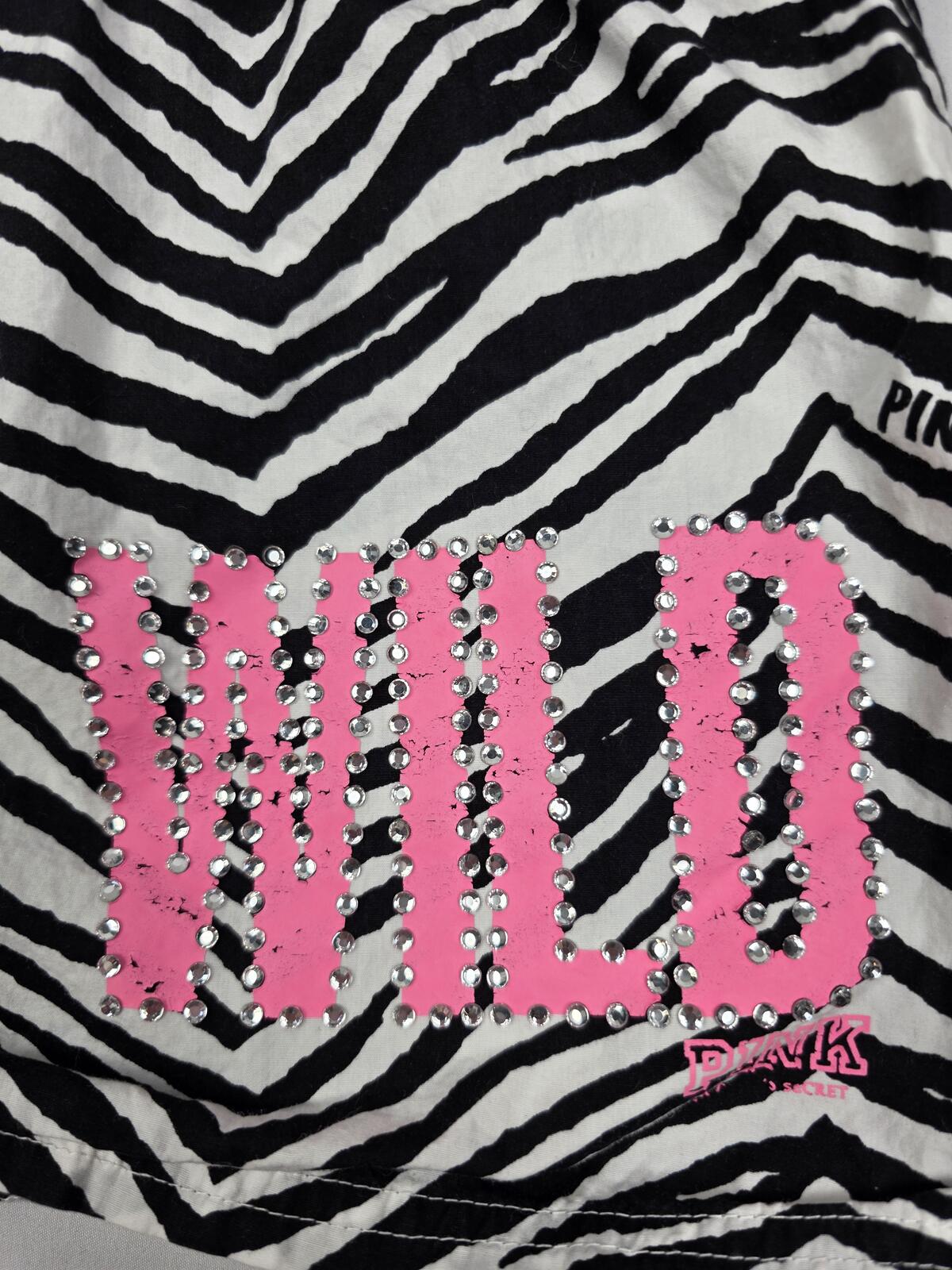 Victorias Secret PINK Rare Bling WILD ZEBRA L Sleep Shorts Boxers Pajama Bottoms