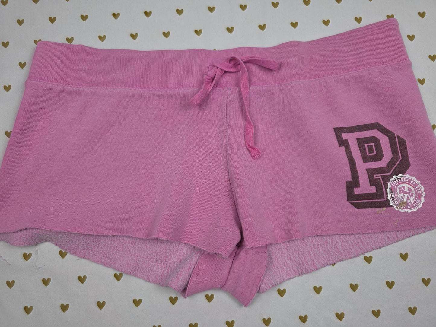 Victorias Secret PINK Vintage Y2K Logo Butt Sweat SHORTS Large University