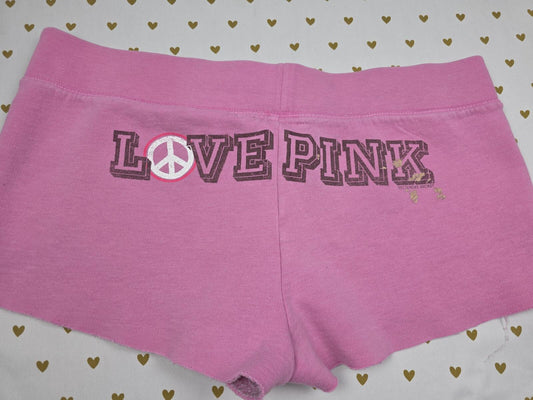 Victorias Secret PINK Vintage Y2K Logo Butt Sweat SHORTS Large University
