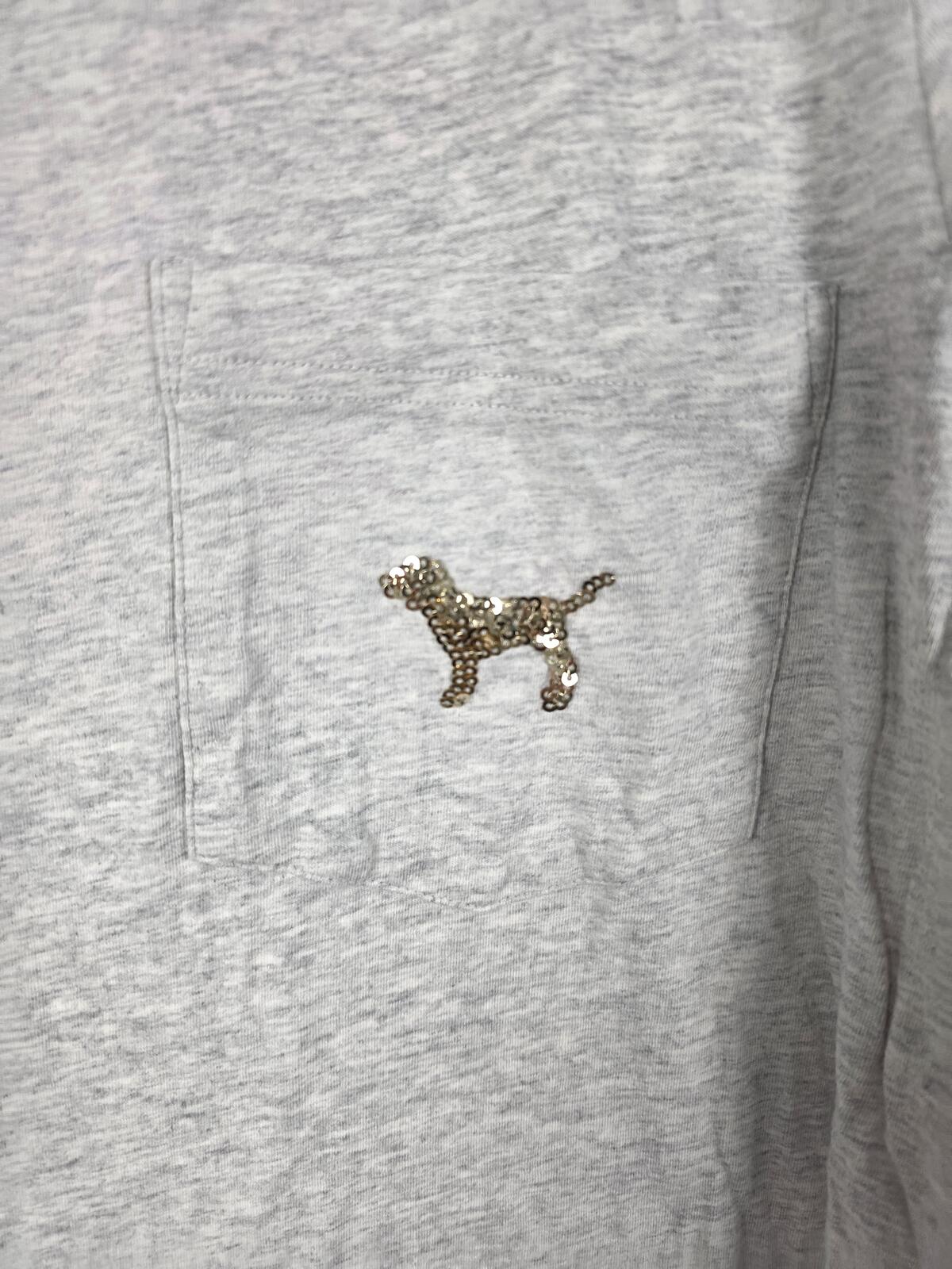 Victorias Secret PINK gold bling crest sequined tee shirt Large