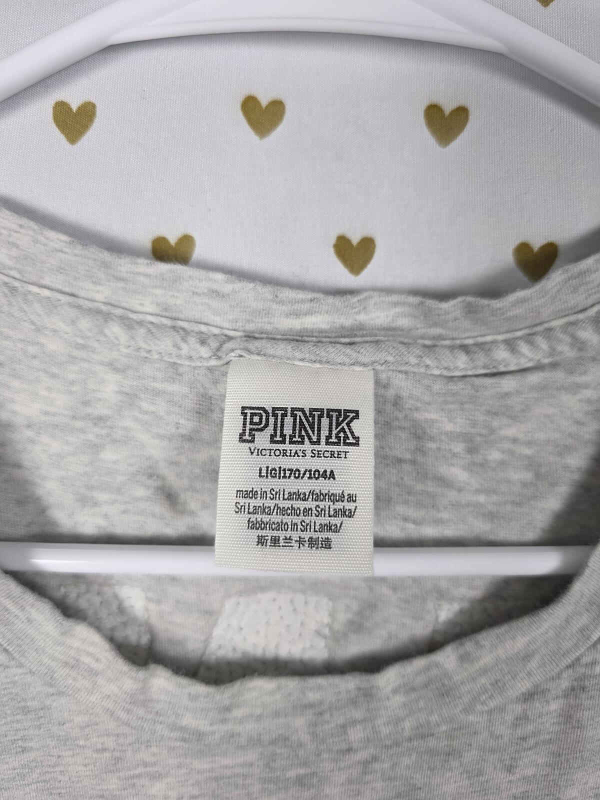 Victorias Secret PINK gold bling crest sequined tee shirt Large