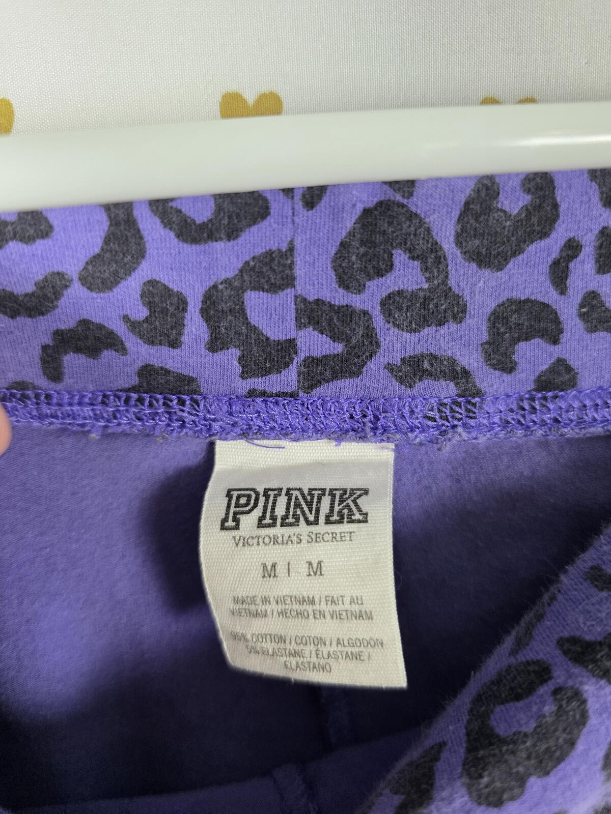 Victorias Secret PINK purple cheetah leopard yoga pants leggings medium