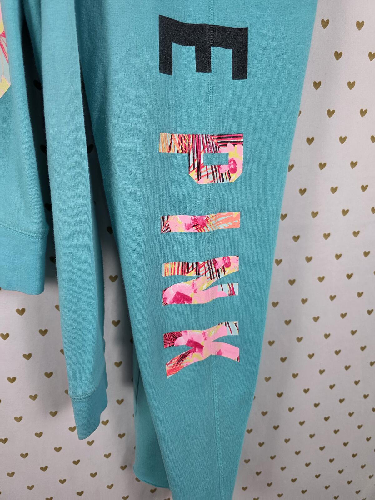 Victorias Secret Pink floral hoodie sweatpants SET 2PC sm DIAPER BUTT boyfriend