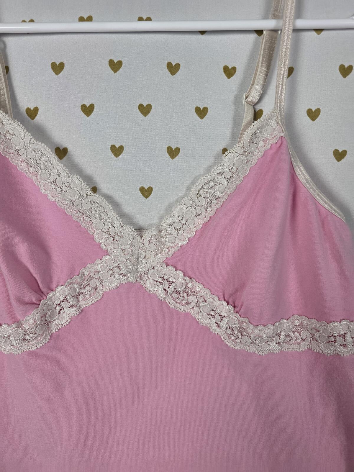 Victorias Secret PINK Vintage babydoll tank top Y2k MEDIUM Lace Lined 04