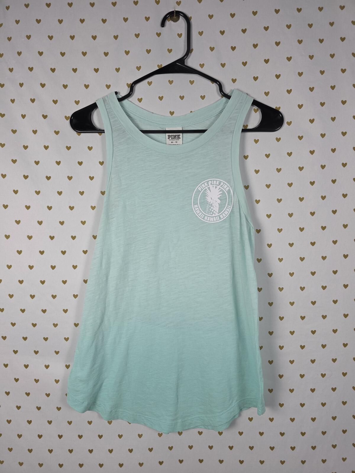 Victorias Secret PINK Hawaii Hawaiian Tank Top Palm Blue XS