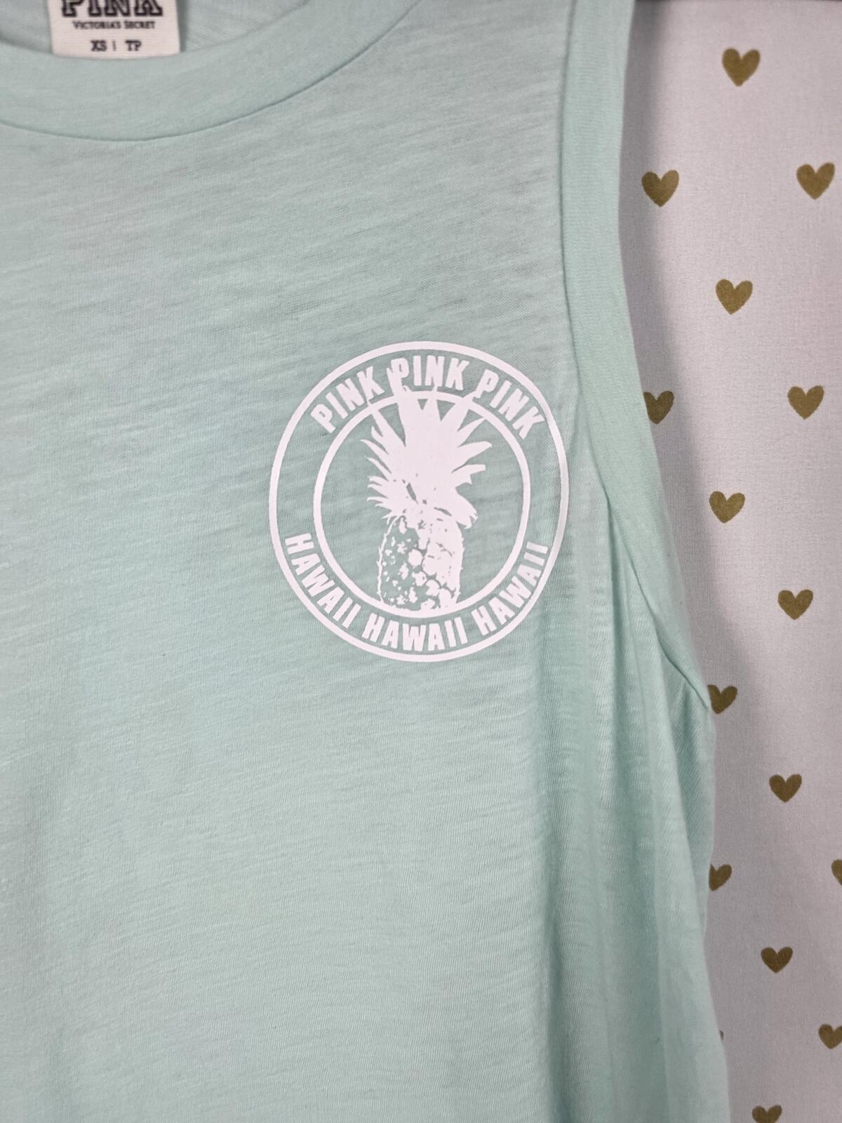 Victorias Secret PINK Hawaii Hawaiian Tank Top Palm Blue XS