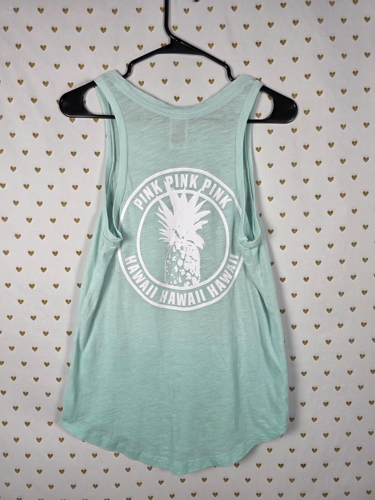 Victorias Secret PINK Hawaii Hawaiian Tank Top Palm Blue XS