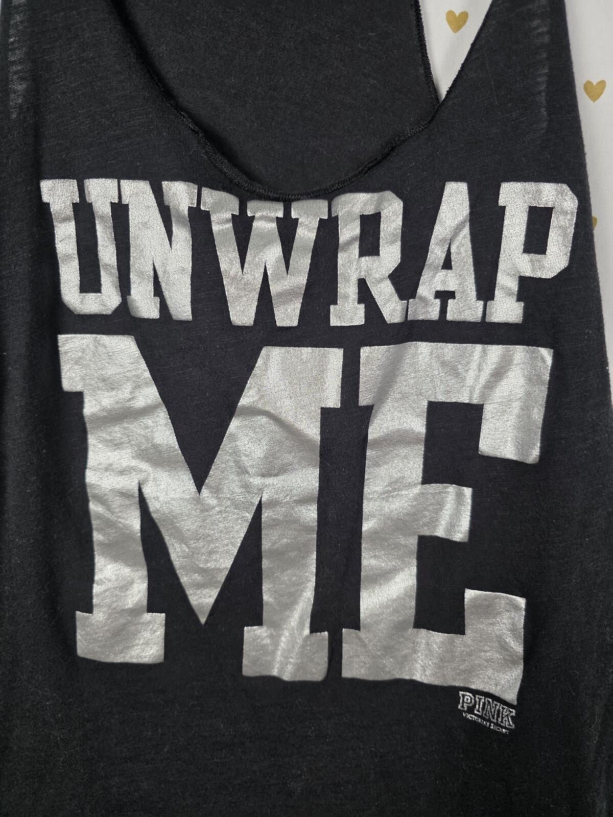 Vintage Victoria's Secret PINK Unwrap Me Silver Foil Racerback Sleep Tank Top L