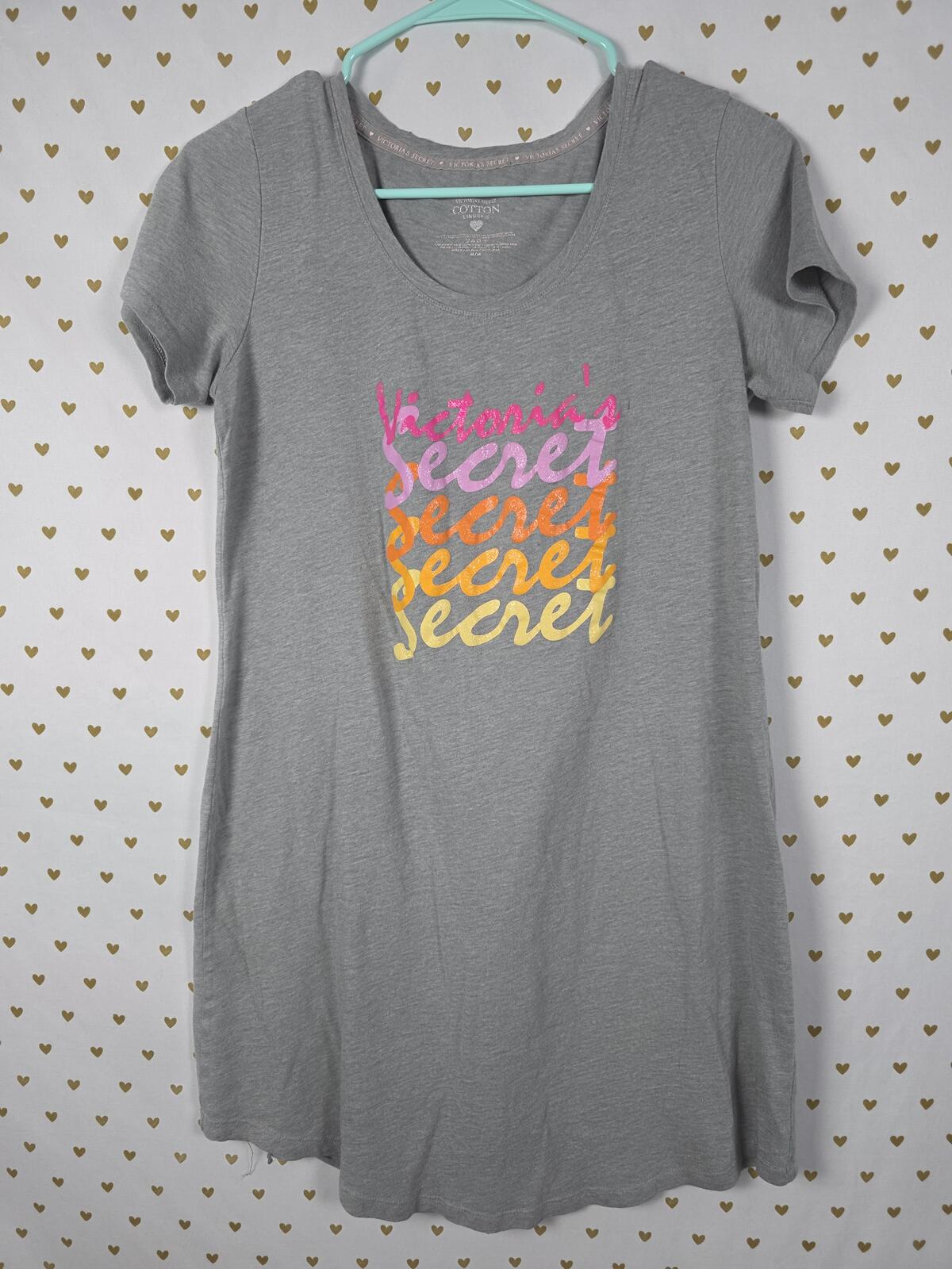 Victorias Secret Cotton Nightgown Sleep Shirt MEDIUM Glitter Logo