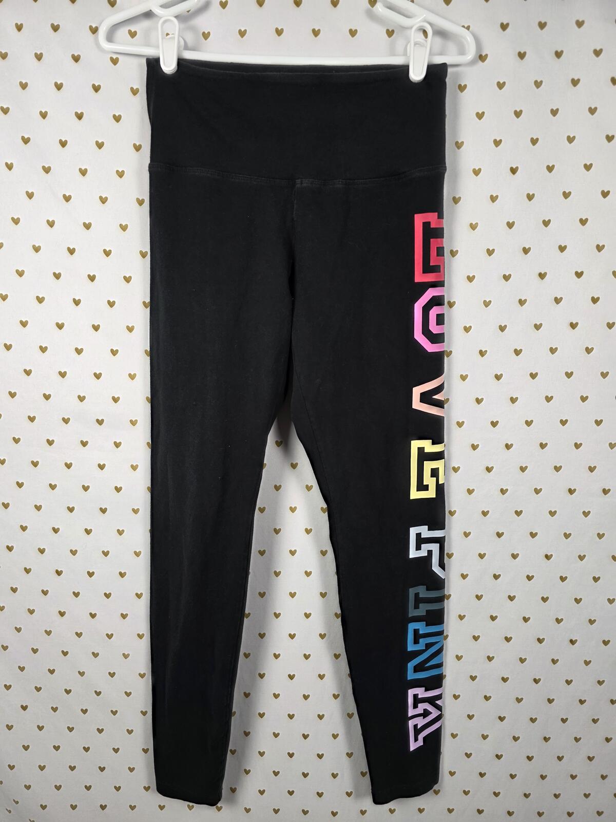 Victorias Secret PINK LOVE Block Rainbow letter yoga pants leggings MEDIUM
