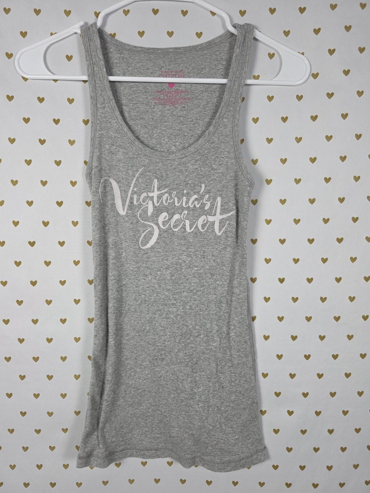 Victorias Secret PINK Ribbed Vintage Cotton Grey Medium Tank Top