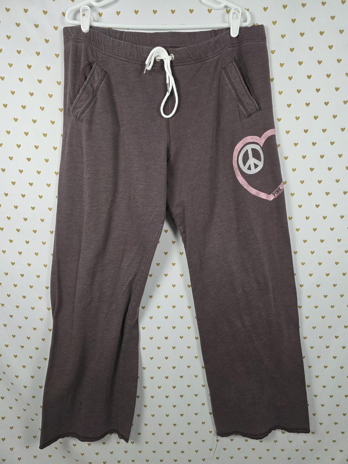 Victorias Secret PINK PEACE HEART Y2k Vintage Diaper Butt Boyfriend Joggers L