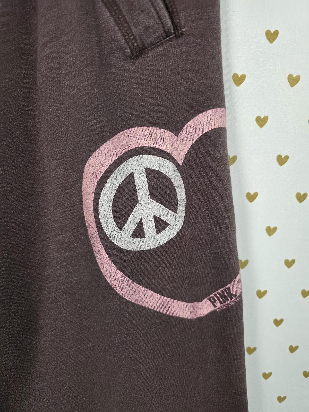 Victorias Secret PINK PEACE HEART Y2k Vintage Diaper Butt Boyfriend Joggers L
