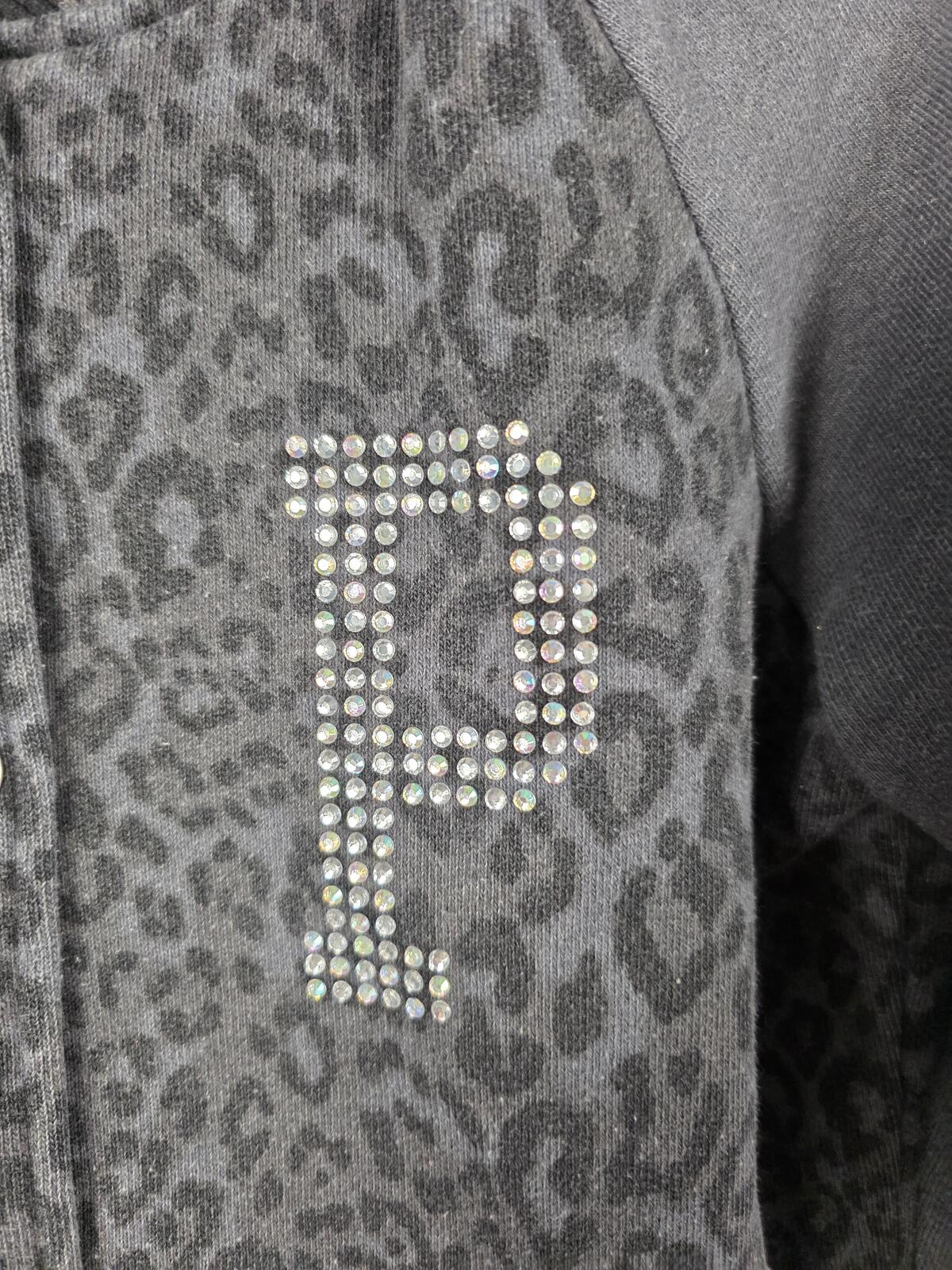 Victorias Secret Pink BLING CHEETAH LEOPARD Logo Varsity Bomber MEDIUM