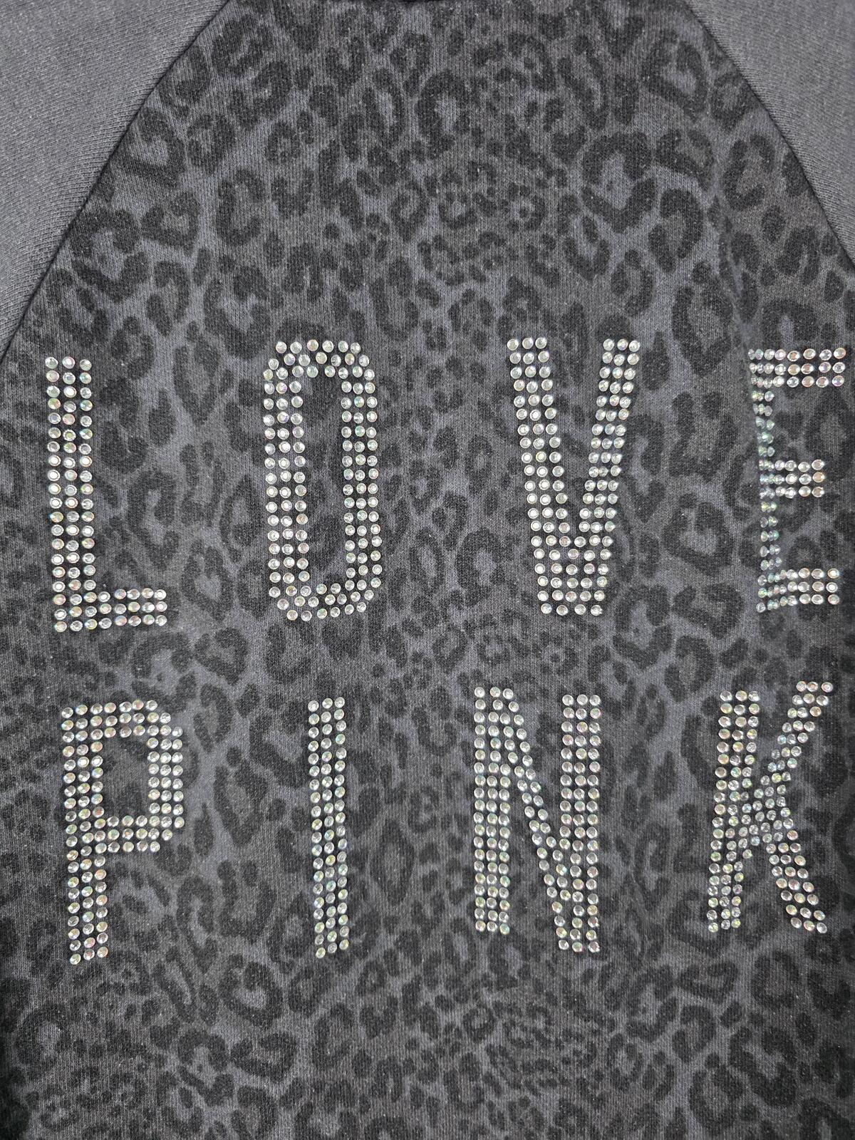 Victorias Secret Pink BLING CHEETAH LEOPARD Logo Varsity Bomber MEDIUM