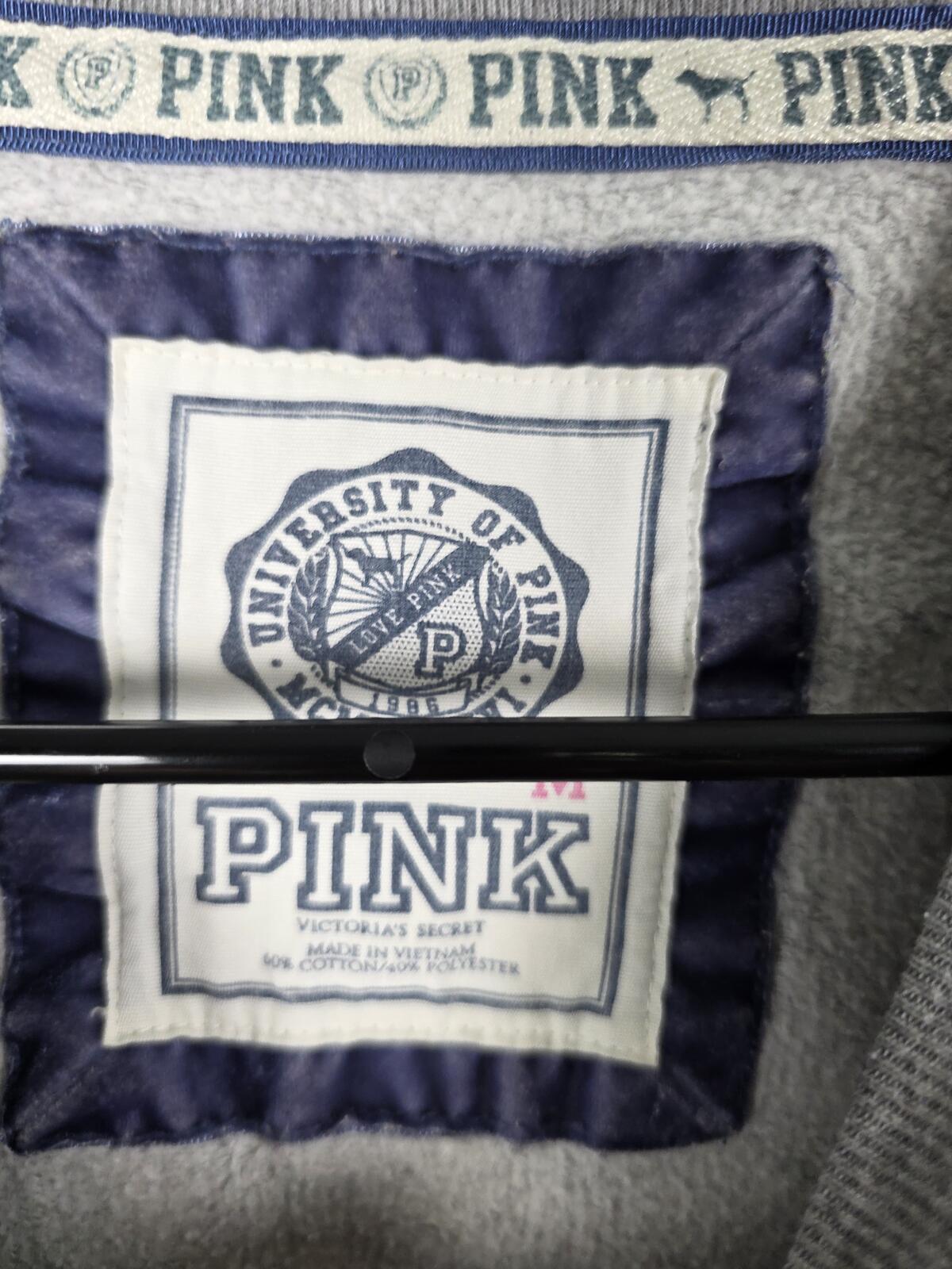 Victorias Secret Pink Vintage University 86 Grey Sweater Shirt y2k MEDIUM