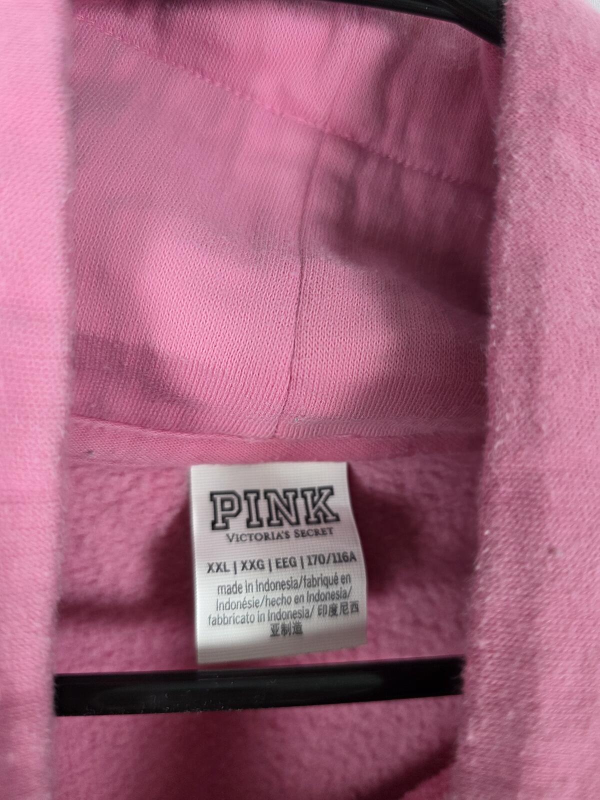 Victorias Secret Pink Glitter Logo Bling Slouchy Sweater shirt 2XL XXL