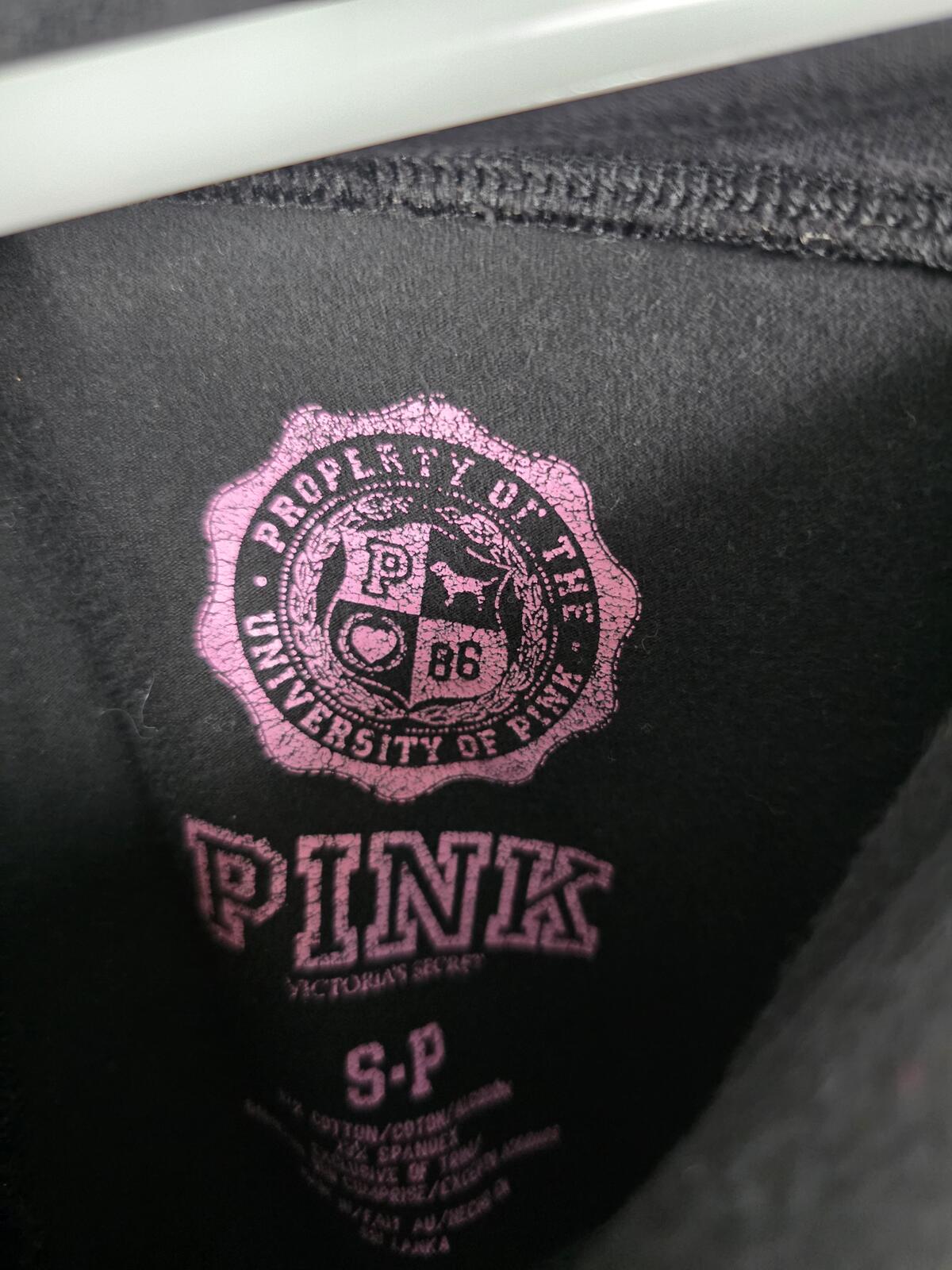 Victorias Secret PINK Gold Bling Vintage Foldover Yoga Pants Flare Heart SMALL