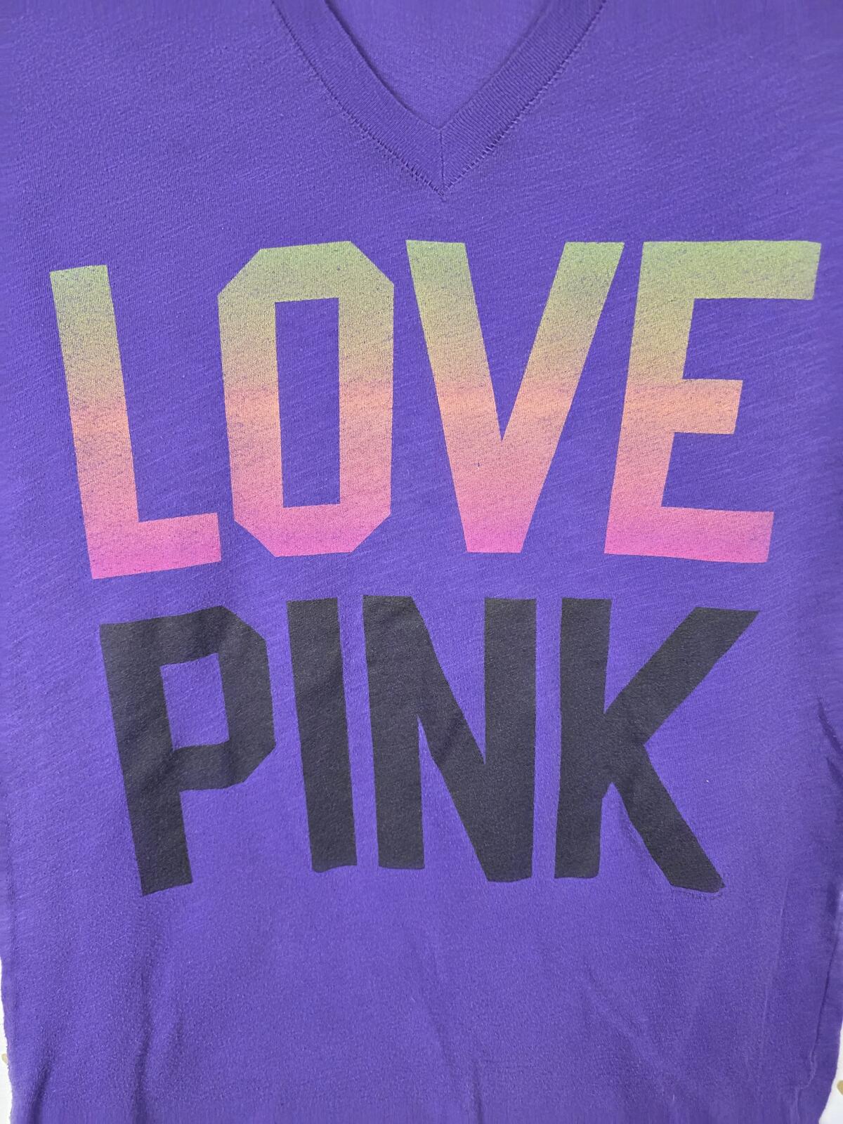 Victorias Secret PINK Vintage y2k SMALL Cotton V neck Tee shirt